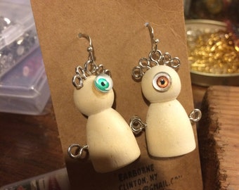 Novelty Earrings: Wooden Women from Outer Space
