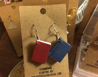 Novelty Earrings: By the book--paper--keep away from water!