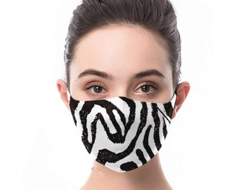 Zebra Print Cotton Face Mask, Reusable with PM2.5 Filter