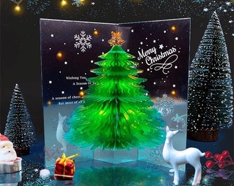 Carte de Noël pop-up 3D Glitter Holiday Christmas Tree Carte de voeux LIVRAISON GRATUITE