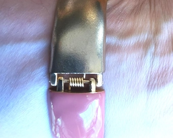 Orange Enamel Brass Adjustable Bangle Bracelet