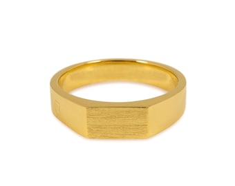 Men's Gold SIGNET RING: 925 Sterling Silver 18k Gold Plated Square