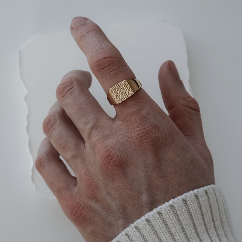 18k GOLD Plated SIGNET Ring for Men: 925 Sterling Silver Gold Plated ...