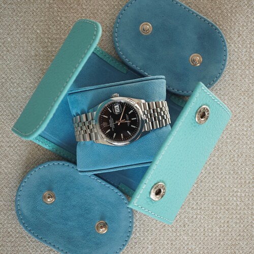 Luxury Watch Case Blue Handcrafted Italian Saffiano shops Leather Travel Travel Case Storage Box For Watches Gents