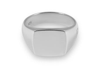 Men&#39;s ring signet ring silver square matt 925 sterling silver for engraving classic solid | real silver men&#39;s jewelry with gift box