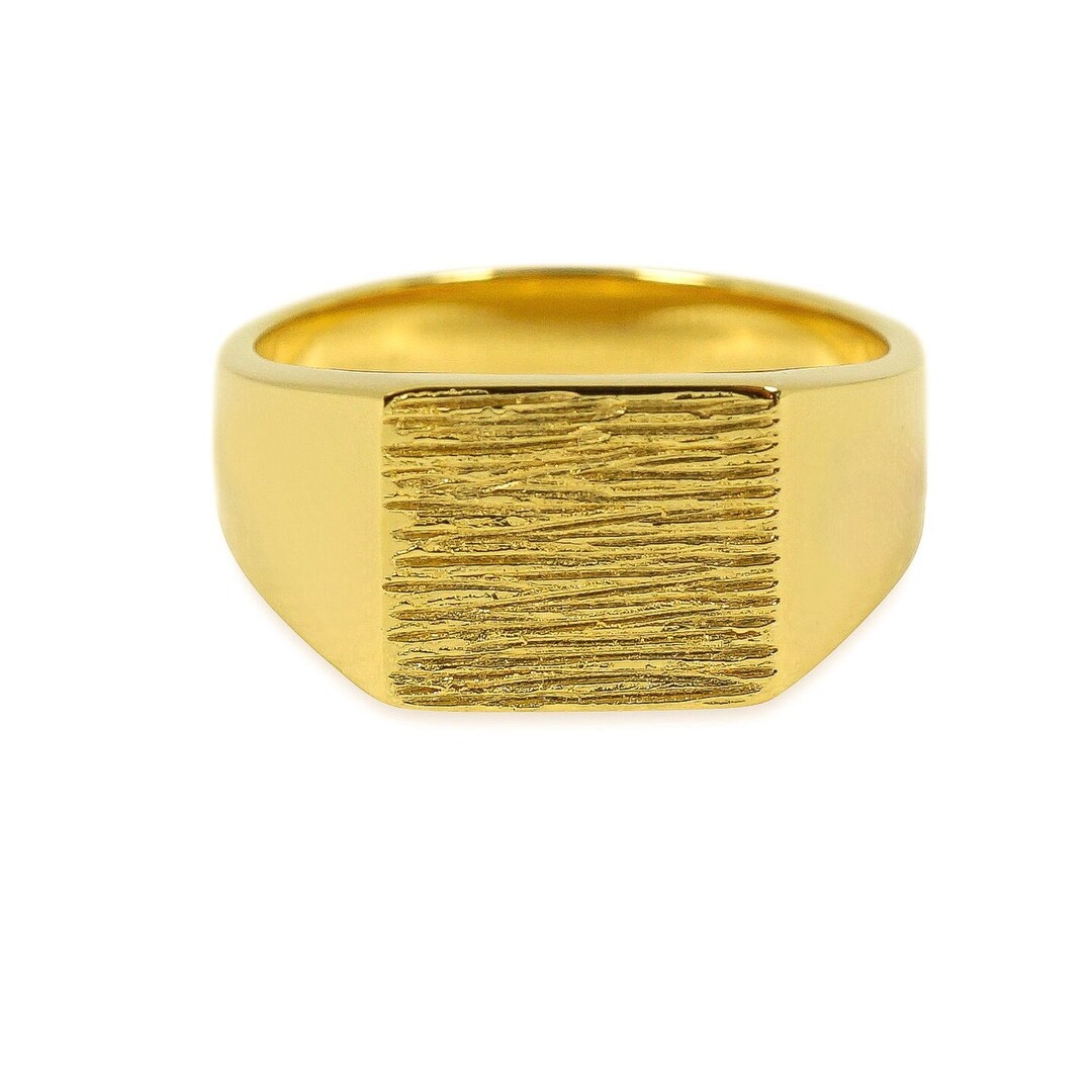 18k GOLD Plated SIGNET Ring for Men: 925 Sterling Silver Gold Plated ...