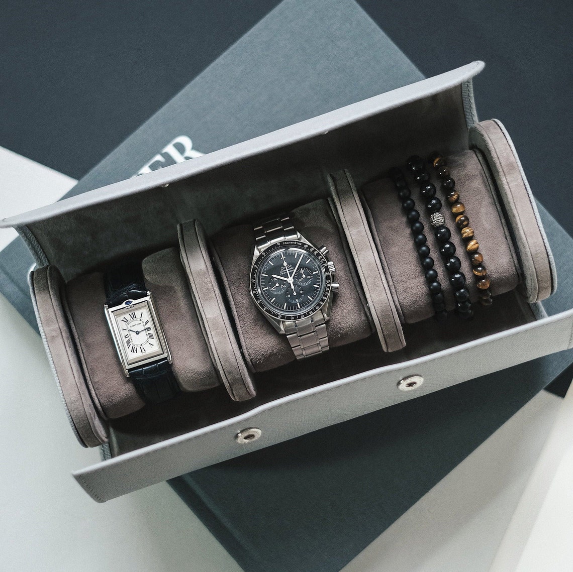 Luxury Leather Watch Roll Travel Case 3 Watches Storage Box Etsy