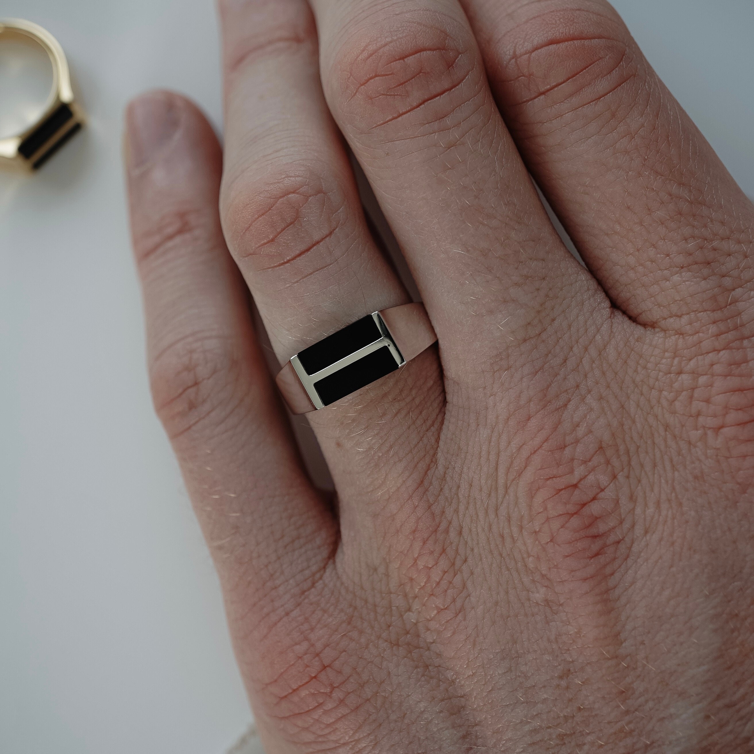 Anello Sigillo Uomo In Argento 925 Con Onice Nera – Gioiello Elegante Regalo - Foto 2