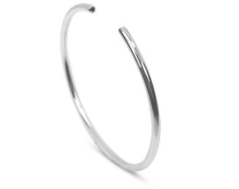Men’s POLISHED Silver Bangle: Solid 925 Sterling Silver Bracelet And ADJUSTABLE Cuff - MINIMALIST Shiny Men’s Jewelry Gift Box