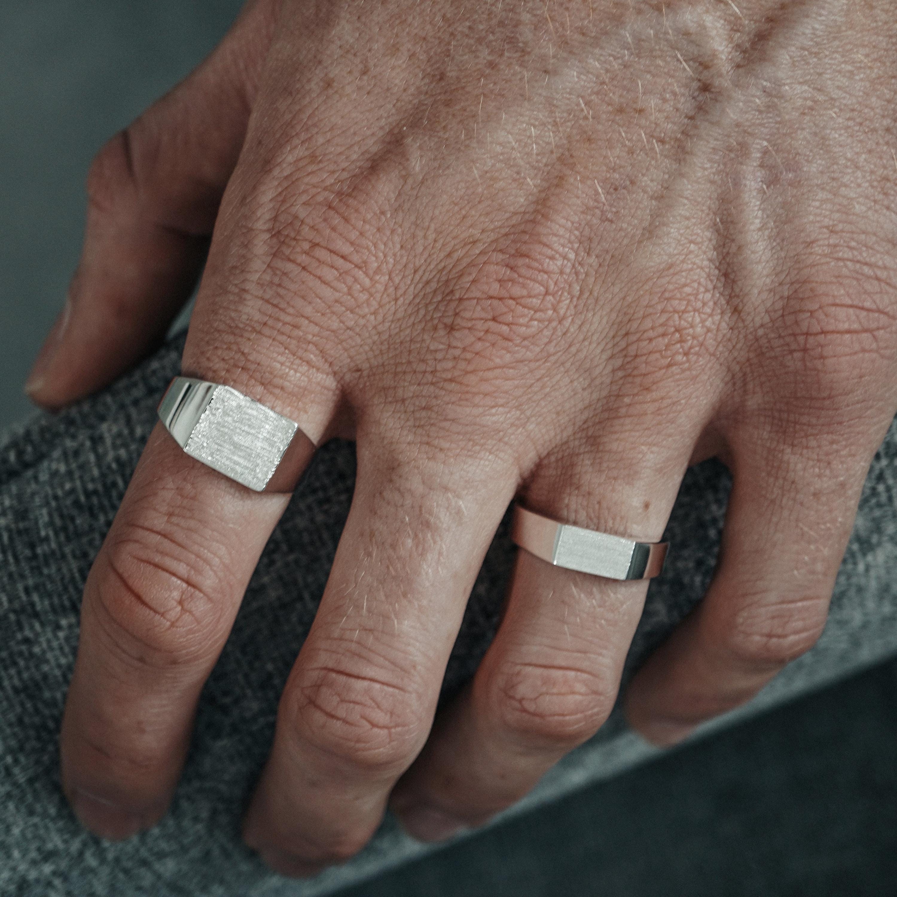 Men's 925 Sterling SILVER Square Ring: Minimalist Statement