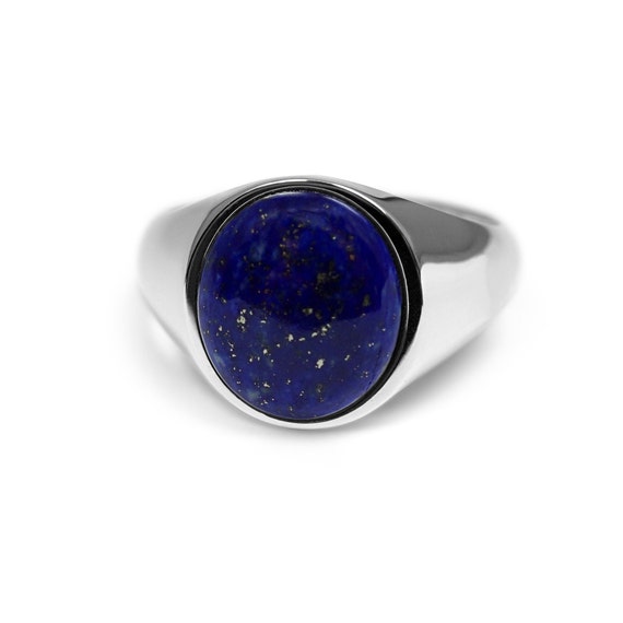 Details about   Lapis Lazuli Men's ٍStatement Ring Silver Blue Stone Custom Signet Band Jewelry 