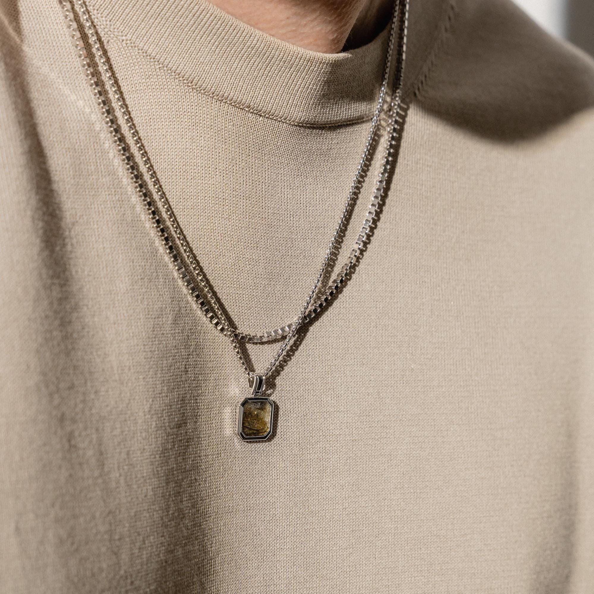 Collier Homme Argent Sterling 925 Maille 5.2 Mm Avec Revêtement Protecteur 55 Cm