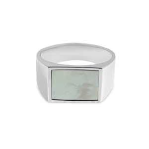 Men&#39;s signet ring silver with stone mother of pearl in 925 sterling silver solid angular polished handmade with gift box modern jewelry