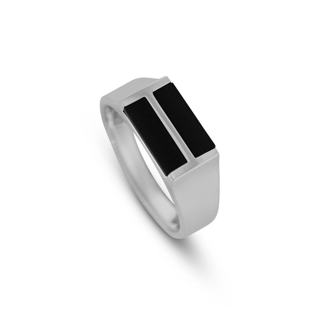 Bague homme argent sceau avec pierre onyx noire en argent sterling