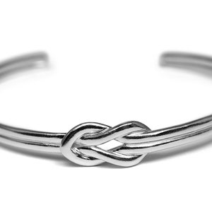 Mens Silver Bangle Knot 925 Sterling Silver Matte Hippie Vintage Style Infinity Narrow | Designer Men&#39;s Jewelry with Gift Box