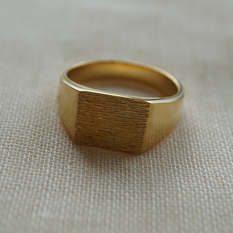 18k GOLD Plated SIGNET Ring for Men: 925 Sterling Silver Gold Plated ...