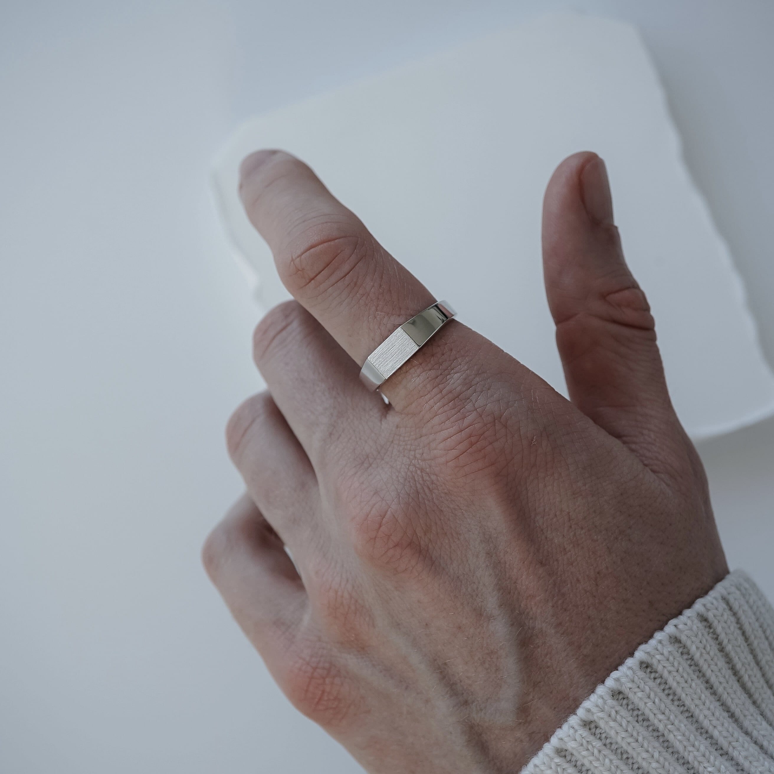 Ring for Men Silver Minimalist 925 Sterling Silver Square Handmade Modern  Design With Gift Box for Birthday Engagement - Etsy