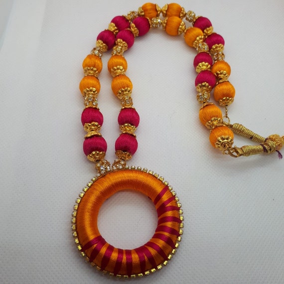 Handmade Necklace Set With Jhumka Made in Silk Thread Etsy Canada