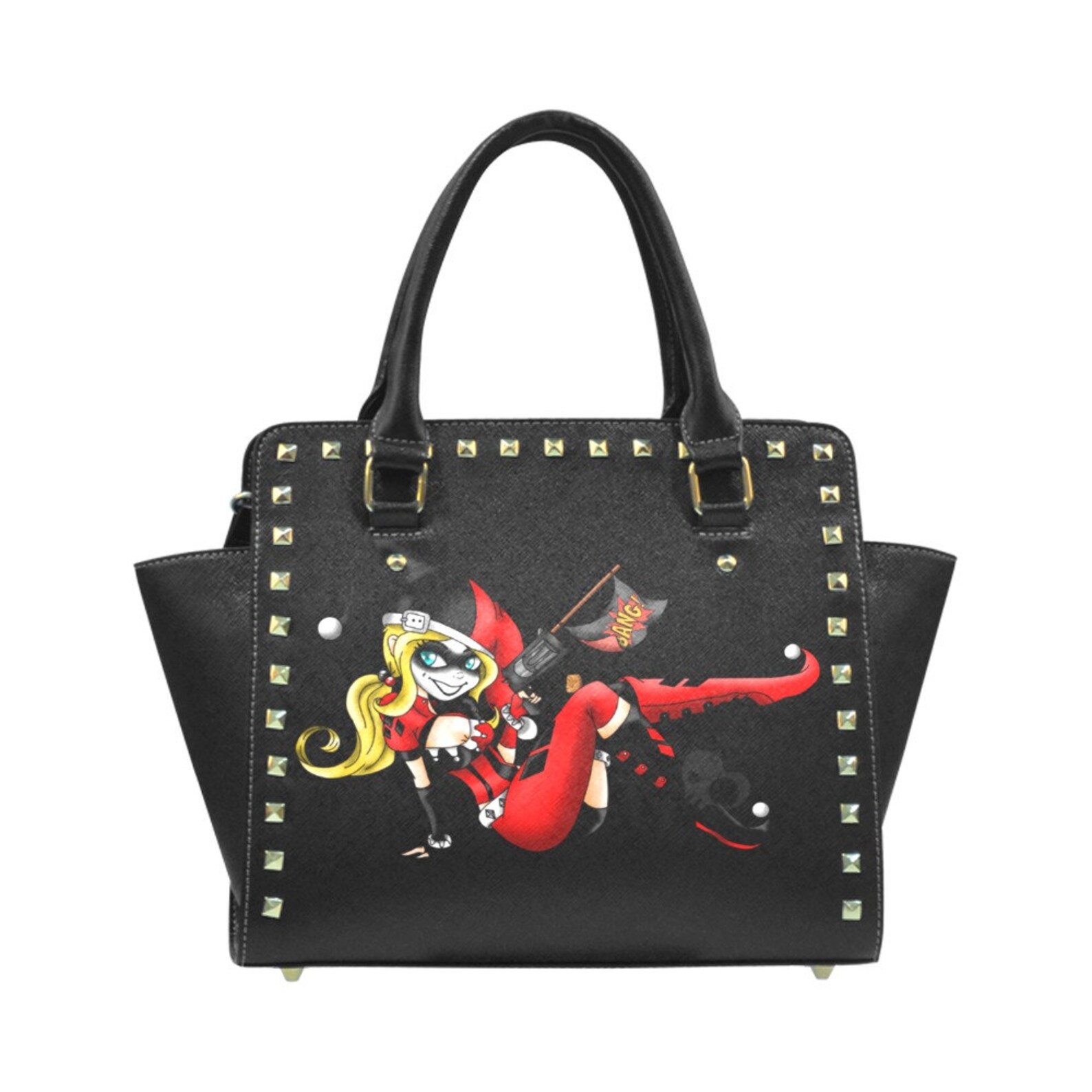 Harley Quinn Bag Shoulder Handbag Zippered Anime Cartoon Strap Etsy