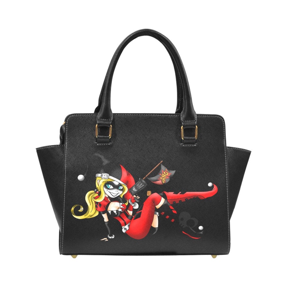 Harley Quinn Bag Shoulder Handbag Zippered Anime Cartoon Strap Etsy