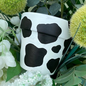 Hand Painted Cow Print Plant Pot