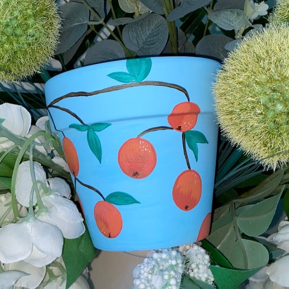 Hand Painted Oranges Plant Pot - Etsy
