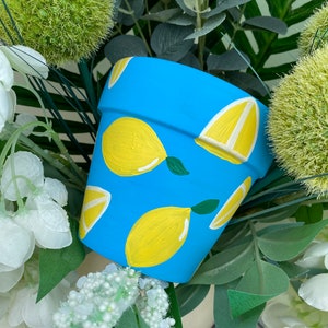 Hand Painted Lemon Plant Pot