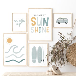 Ocean Surf Bundle Drucke | Digitaler Download | Kinderzimmer Printables | Baby Aquarell Blau Wandkunst | Posterdruck | Poster für Kinderzimmer