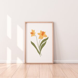 Narzisse März Geburtsmonat Blume | Digitaler Download | Kinderzimmer Printables | Baby Mädchen Druck | Wandkunst | Posterdruck | Niedlicher Kunstdruck