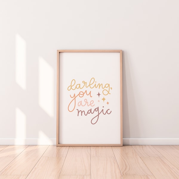 Darling, You Are Magic | Digital Download | Nursery Printables | Girls Pink Peach Wall Art | LDS Art | Poster Print | Kids Room Prints