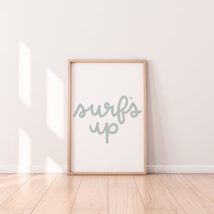 Surf&#39;s Up Print | Digital Download | Nursery Printables | Baby Boy Watercolor Blue Wall Art | LDS Art | Poster Print | Kids Room Prints