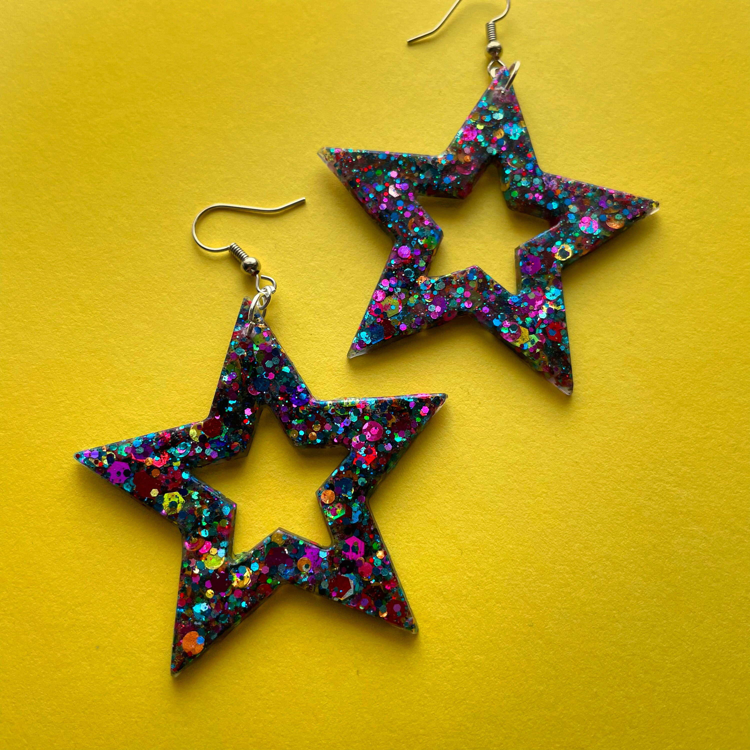 Resin star earrings cheap