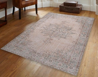 Alfombra turca, alfombra de área, alfombra de estilo vintage, alfombra 3x5, alfombra 4x6, alfombras 5x7, alfombra silenciada, alfombra suave, alfombra de Anatolia, alfombra beige, alfombra pálida