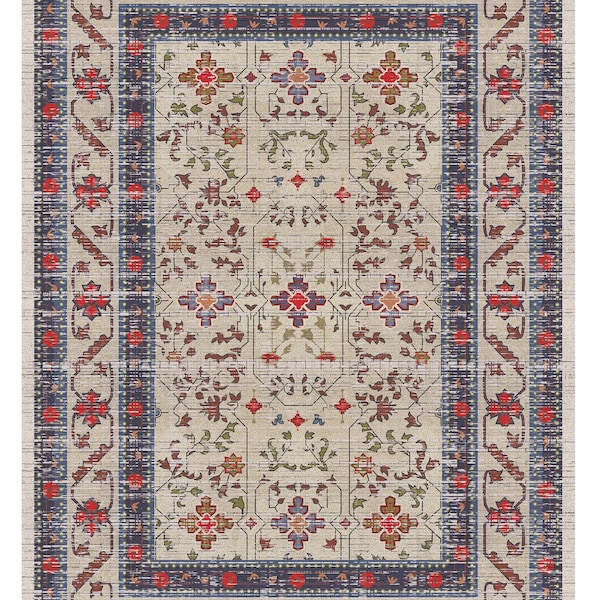 Oushak Rug, Turkish Carpet , FREE SHIPPING, Living Room Rug 6x9 - 3x5 entryway rug - 4x6 kitchen rug - 5x8 bedroom rug - beige blue red