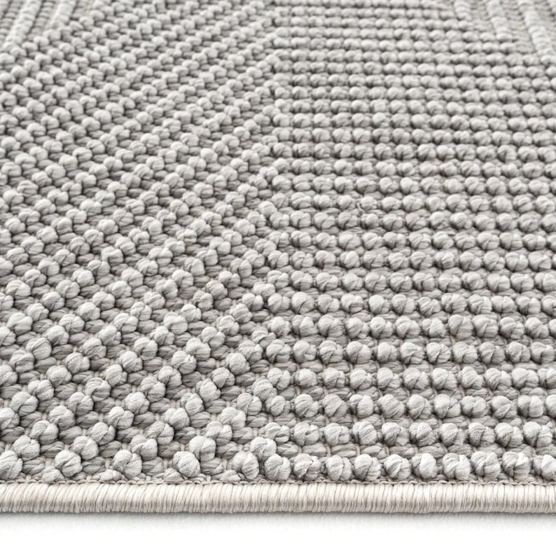 Light Grey Textured Rug Area Rug - Woven Gray Living Area Rug, Grey Rug, Custom Size Runner ...