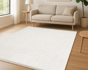 Large white rug , white area rug, living room rug, neutral color rug, accent rug, boho decor, nursery rug, Cream Off-White carpet