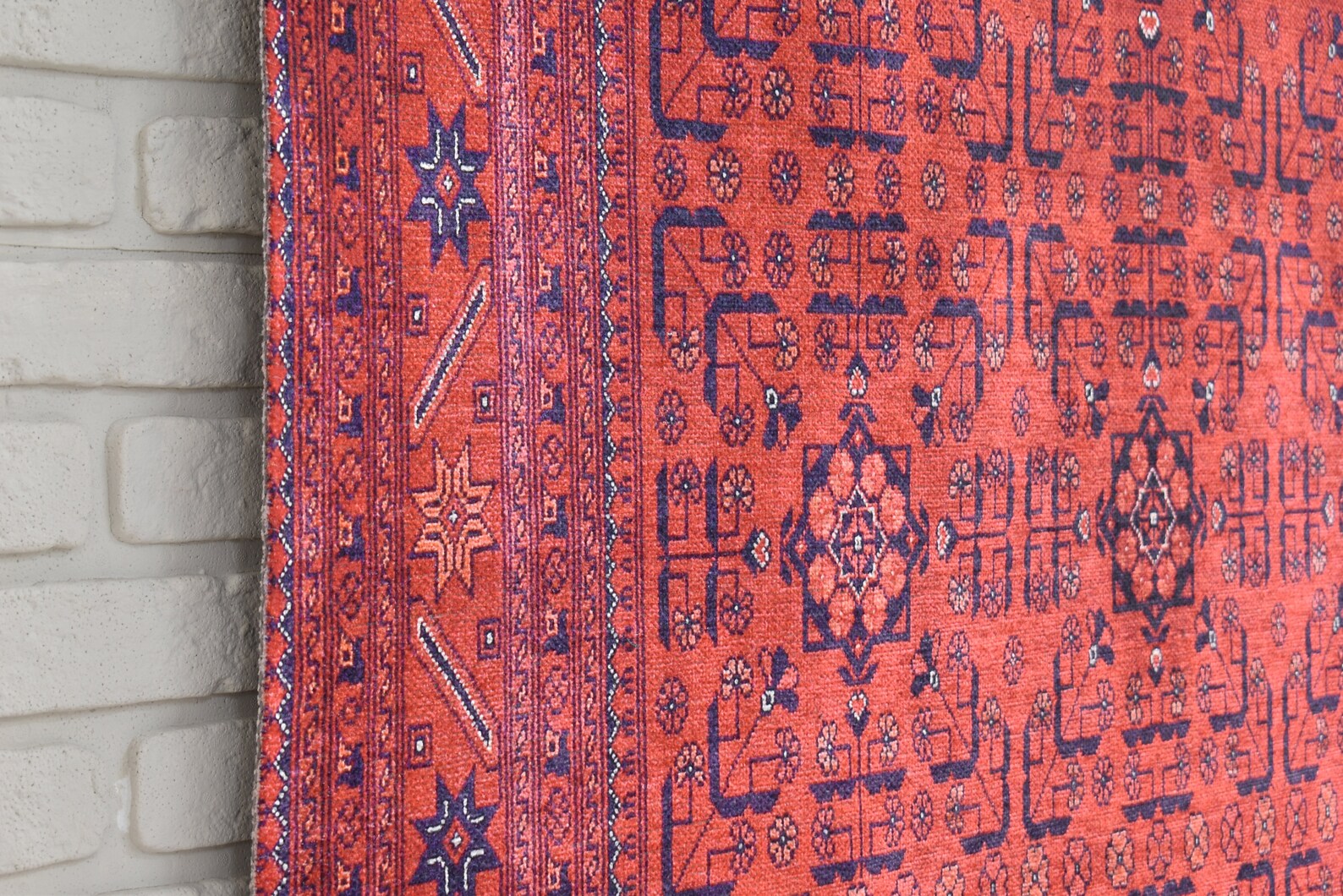 Red Afghan Rug 5x8 Area Rug Rustic Decor Red Rug Aesthetic Etsy UK