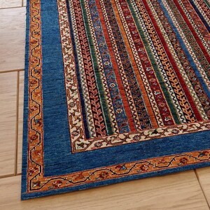 Rugs, Colorful Kilim Rug For Bedroom Aesthetic | Mid Century Modern Rug | Soft Cotton Rug | Machine Washable Kitchen Rug | Cool Rug image 6
