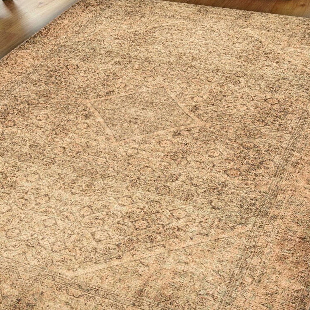 Persian Design Rug, Neutral Beige Boho Oriental Carpet Soft Farmhouse ...
