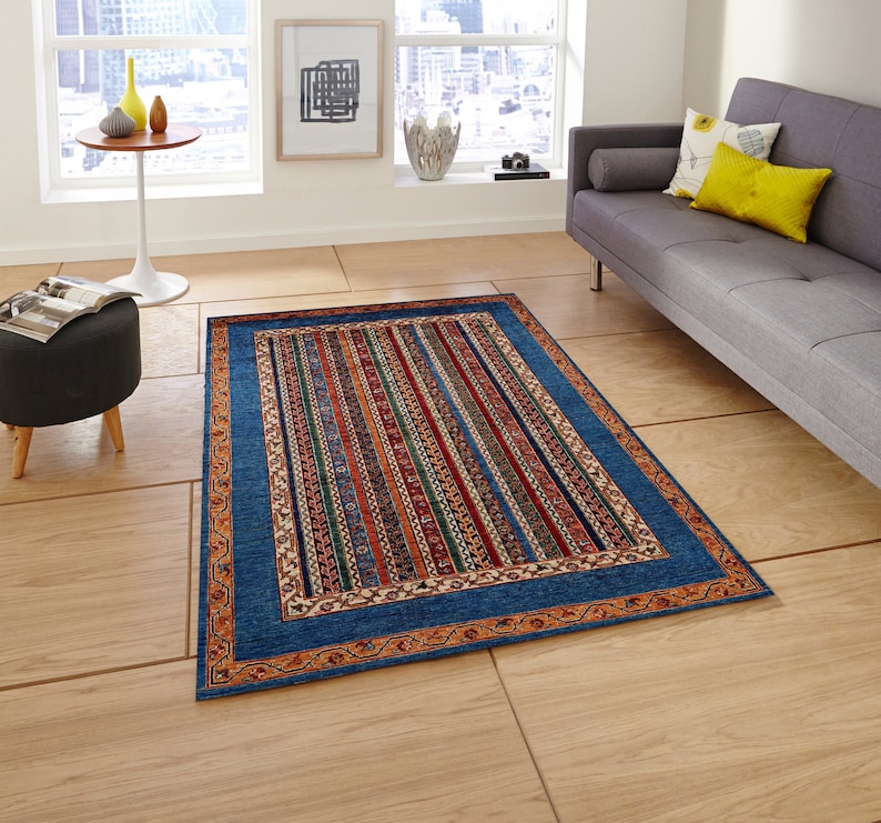 Rugs, Colorful Kilim Rug For Bedroom Aesthetic | Mid Century Modern Rug | Soft Cotton Rug | Machine Washable Kitchen Rug | Cool Rug image 1