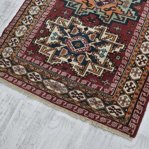 vintage oushak rug / vintage area rug / turkish rug / 4.9x3.1 ft / handwoven rug / anatolian rug / wool rug / geometric star medallion rug image 8