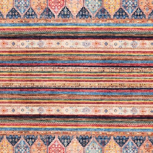 Multicolor Rug, Turkish Rug, Nursery Rug, Pet Friendly Rug, Striped Kilim Rug, Bohemian Rug for Bedroom Living Room image 2