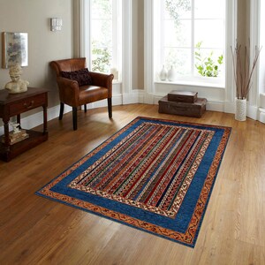 Rugs, Colorful Kilim Rug For Bedroom Aesthetic | Mid Century Modern Rug | Soft Cotton Rug | Machine Washable Kitchen Rug | Cool Rug image 4