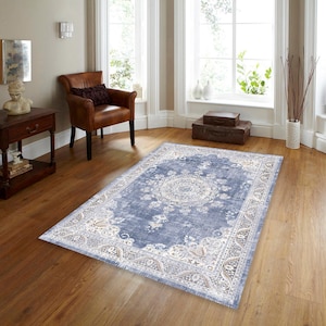 Traditional Blue Rugs Blue Traditional Rug Farmhouse Area Rug Geometric Distressed Living ...