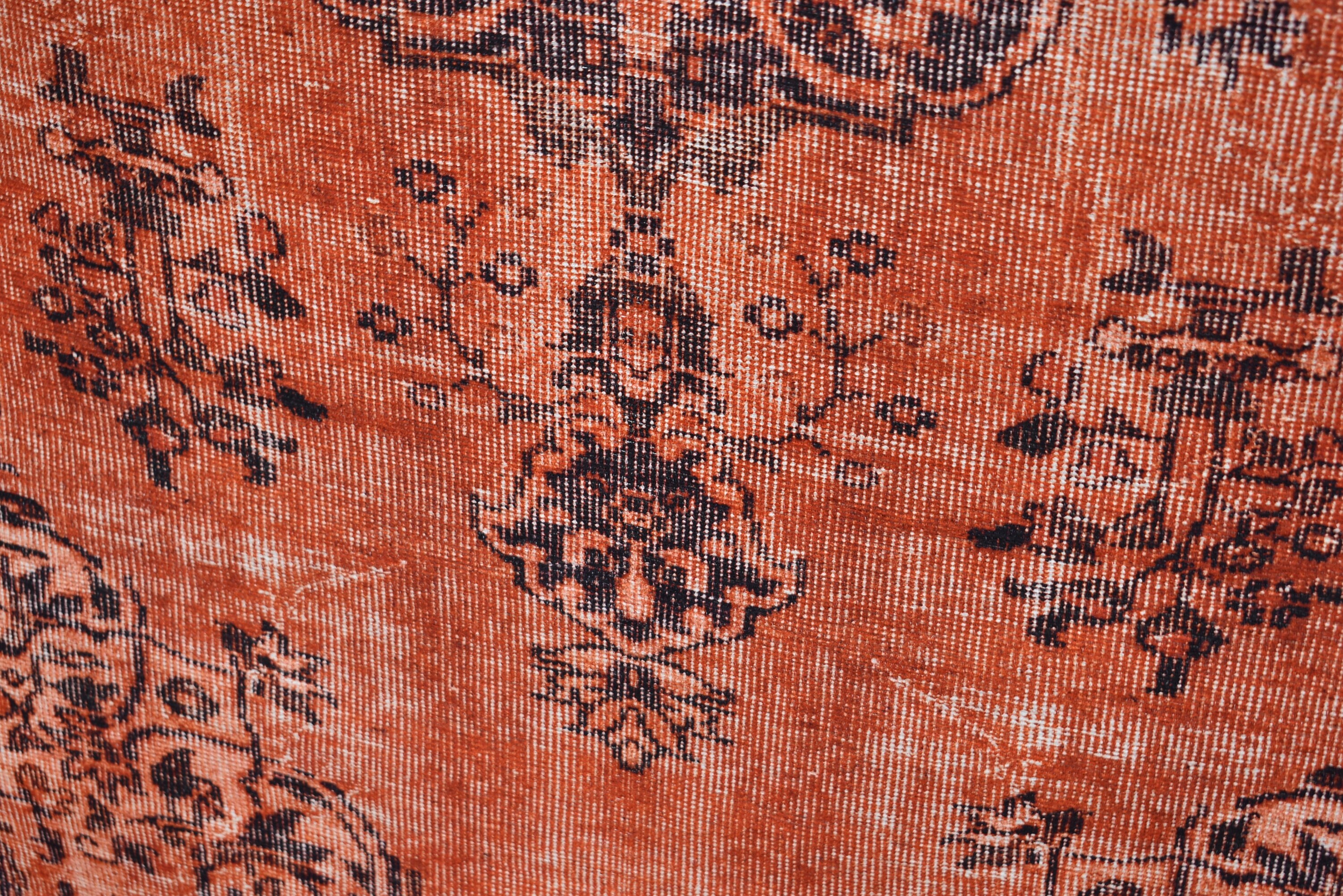 Area Rug 5x8, Orange Turkis Rug, Floor Rug, Bedroom Rug, Distressed Rug ...