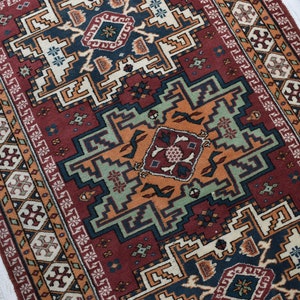 vintage oushak rug / vintage area rug / turkish rug / 4.9x3.1 ft / handwoven rug / anatolian rug / wool rug / geometric star medallion rug image 1