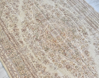 Oushak Area Rug, 5.6x8.9ft Vintage Rug, Turkish Rug, Handmade Rug, Large Rug, Kilim Rug, Anatolian Rug, Wool Rug