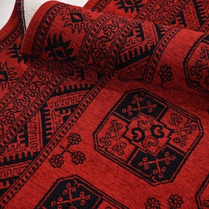 Area Rug, Red Afghan Rug, Unique Carpet, Woven Rug, oriental ethnic design modern farmhouse living room rug boho bedroom washable rugs