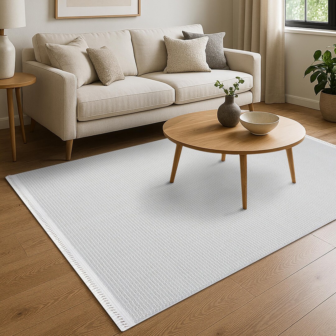 Area Rug - White Living Room Rug, White Area Rug Plain, Scandinavian ...