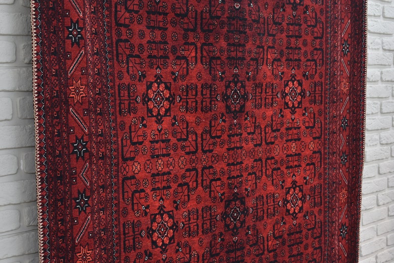 Alfombra afgana roja, alfombra de área 6x9, decoración rústica, alfombra roja audaz, alfombras 5x8, envío gratuito, alfombra 4x6, alfombra de dormitorio, alfombras 2x3 alfombra única de Turquía imagen 5